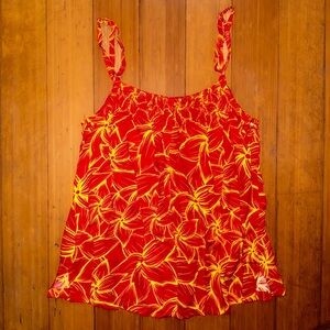 Red & Yellow Floral Summer Mini Slip Dress